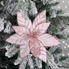 Northlight Glittered Poinsettia Christmas Floral Pick Clip-On Ornament - 10" - Pink - 2 of 4