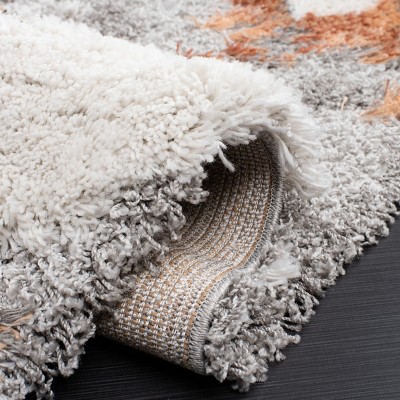 Horizon Grey and Rust Abstract Shag Square Rug