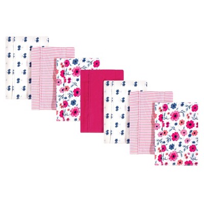 Touched by Nature Baby Girl Organic Cotton Flannel Burp Cloths 7pk, Garden Floral, One Size