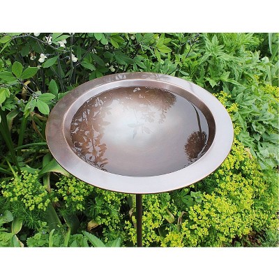 Antique Copper Birdbath with Metal Stake, 16-inch