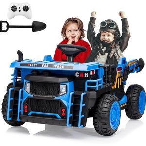 24V 2-Seat Kids R/C Dumper, Ride-on Electric Construction Vehicle with Shovel, Bluetooth, LED Lights and Shock Absorber - 1 of 4