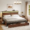WOWLIVE Queen/Full/King Size Bed Frame with 4 Drawers, Modern bed with LED Light and Charging Station, Storage Headboard, HB00 - 3 of 4