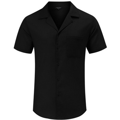 Men's Casual Cuban Short Sleeve Button Down Beach Shirt with Pocket