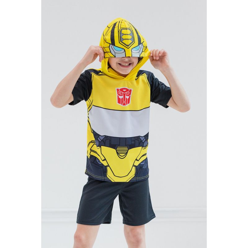 Transformers Optimus Prime Bumblebee Megatron Athletic Pullover T-Shirt and Mesh Shorts Outfit Set Toddler, 2 of 8