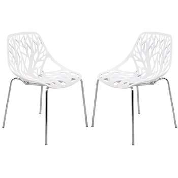 LeisureMod Asbury Open Back Plastic Stackable Dining Side Chair, Set of 2
