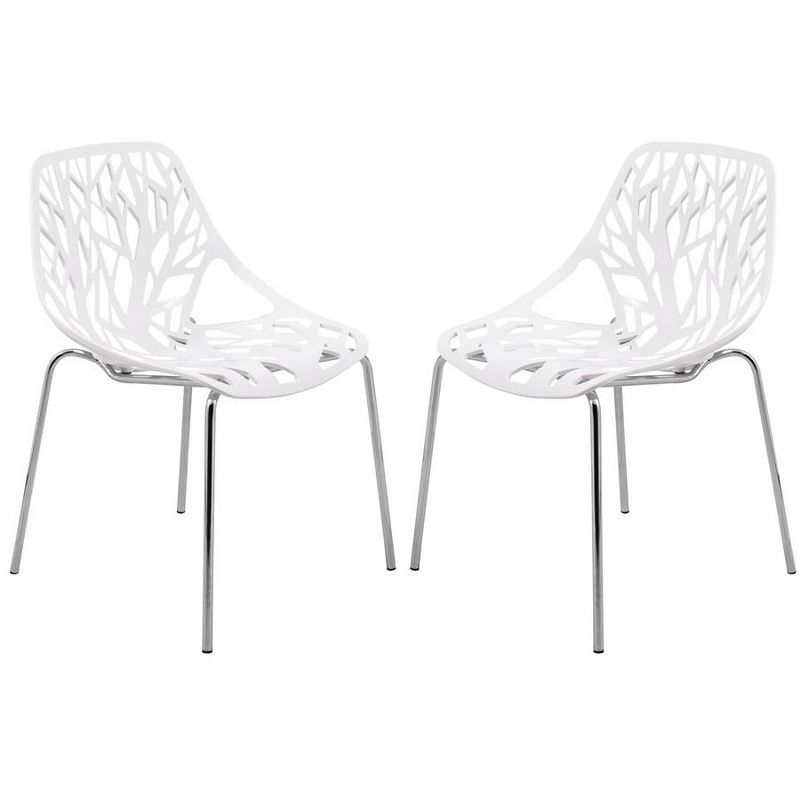 LeisureMod Asbury Open Back Plastic Stackable Dining Side Chair, Set of 2, 1 of 11