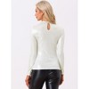 INSPIRE CHIC Women's Mock Neck Long Sleeve Cutout Glitter Party Top - 3 of 4