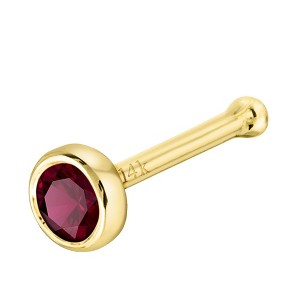 Jewelry Avalanche 22G 14K Gold Bezel-set Ruby Ball-end Nose Stud - 1 of 3