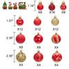 Aoibox 100pcs Christmas Ball Ornaments Set Shatterproof Assorted 3 Sizes 1.18in 1.57in 2.36in Red Gold Holiday Tree Decorations - 3 of 4