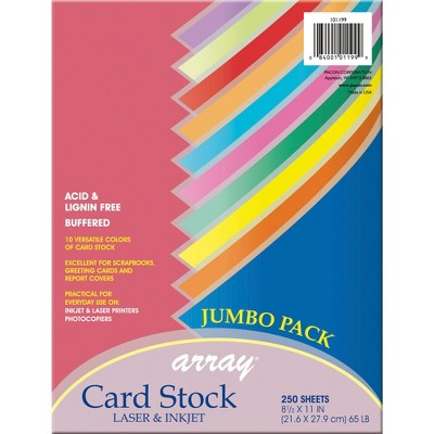 Array Card Stock Paper, 8-1/2 x 11 Inch, Assorted Colorful Colors, Pack of 250