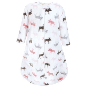 Hudson Baby Infant Girls Plush Sleeping Bag, Sack, Blanket, Pink Moose - 1 of 2