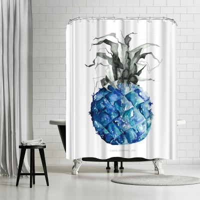 Americanflat Pineapple Blue by Claudia Libenberg 71" x 74" Shower Curtain