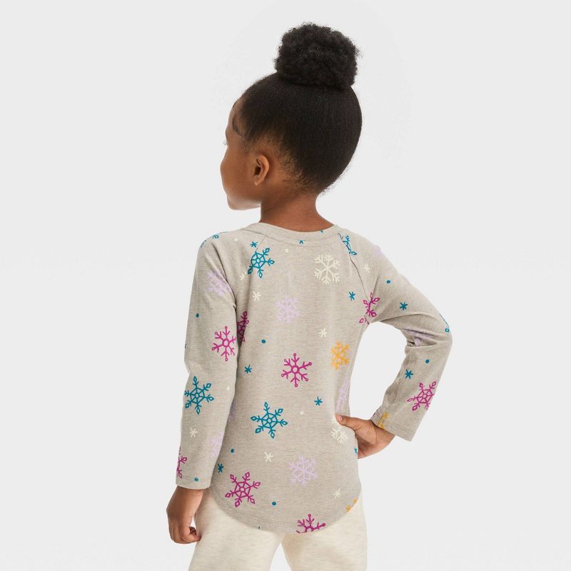 Toddler Girls' Snowflake Long Sleeve T-Shirt - Cat & Jack™ Gray, 3 of 5