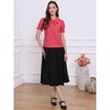 INSPIRE CHIC Women's Vintage Bow Tie Solid Peter Pan Collar Office Button Up Shirt - 3 of 4