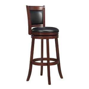 Inspire Q 29" Piacenza Swivel Faux Leather Barstool Black: Upholstered, Traditional Style, Wood Frame - 1 of 4