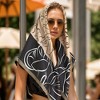 Anna-Kaci Women's Outlined Floral Print Square Ring Scarf with Soft Silky Fabric Lightweight Versatile Neck and Hair Accessory - 4 of 4