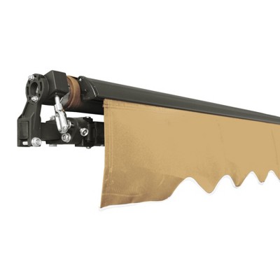 Sand Polyester Retractable Patio Awning with Black Frame