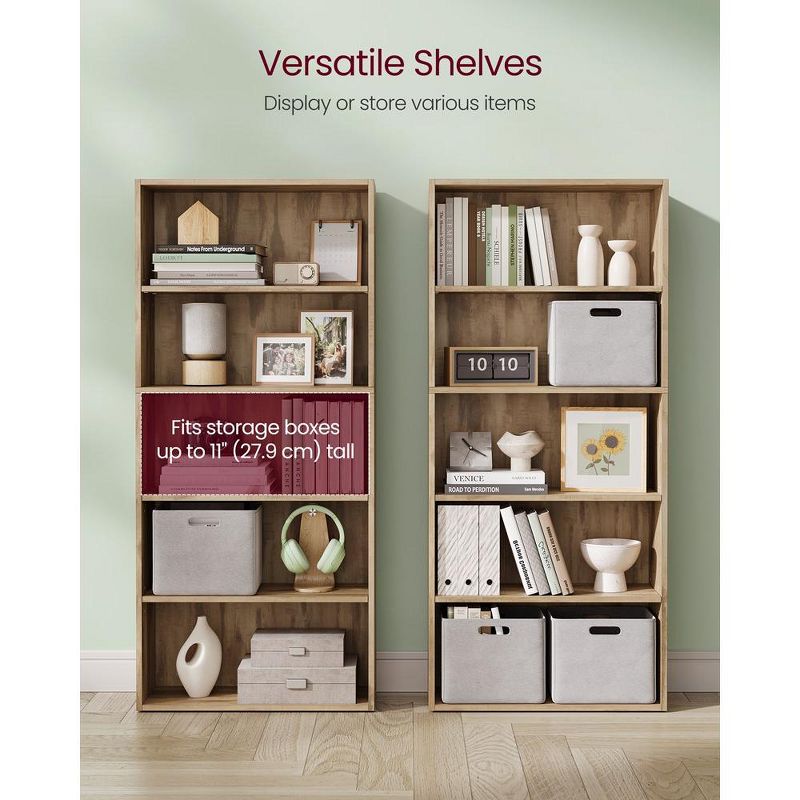 VASAGLE Bookshelf, 23.6 Inches Wide, 5-Tier Open Bookcase with Adjustable Storage Shelves, Floor Standing Unit, 4 of 9