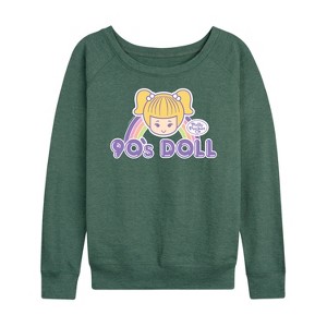 Women's - Polly Pocket - 90s Doll Lightweight French Terry Wide Neck Long Sleeve Shirt - 1 of 4