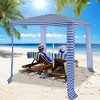 Costway 6.6' x 6.6' Foldable Beach Cabana Easy-Setup Beach Canopy W/ Carry Bag Navy\Blue - 2 of 4