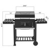 SKONYON Charcoal Grill Outdoor BBQ Grill with 2 Cooking Areas and Side Shelves - 3 of 4