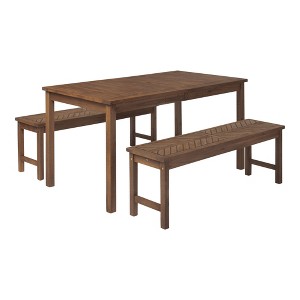 3pc Slatted Chevron Acacia Wood Patio Dining Set - Saracina Home - 1 of 4