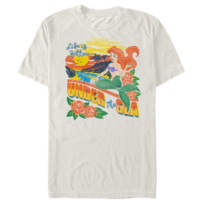 Men's The Little Mermaid Tropical Life T-shirt - Cream - Medium : Target