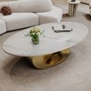 PAGED Faux Marble Coffee Table, Modern Living Room Tables with Sculptural Stainless Steel Base for Living Room, Office - 3 of 4