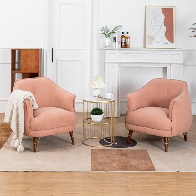 DYHOME Mid-Century Modern Accent Chair, Tufted Upholstered Armchair for Living Room, Bedroom, Set of 2