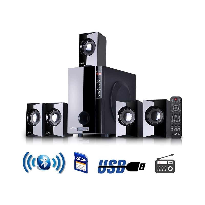 beFree Sound 5.1 Channel Bluetooth Surround Sound Speaker System in Black, 1 of 9