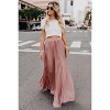 Women's High Waist Skirt, Flowy Chiffon Pleated Maxi Skirt Pink - 2 of 4