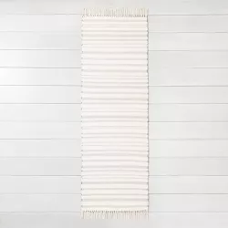 2'4"x7' Stripe with Fringe Runner Rug Gray - Hearth & Hand™ with Magnolia