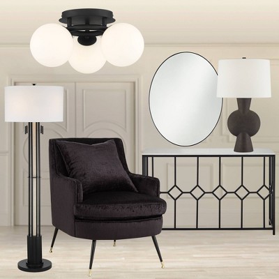 Black Glass 3-Light LED Globe Ceiling Fixture