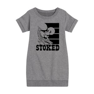 - Peanuts - Stoked Graphic Short Sleeve Fleece Dress - 1 of 4