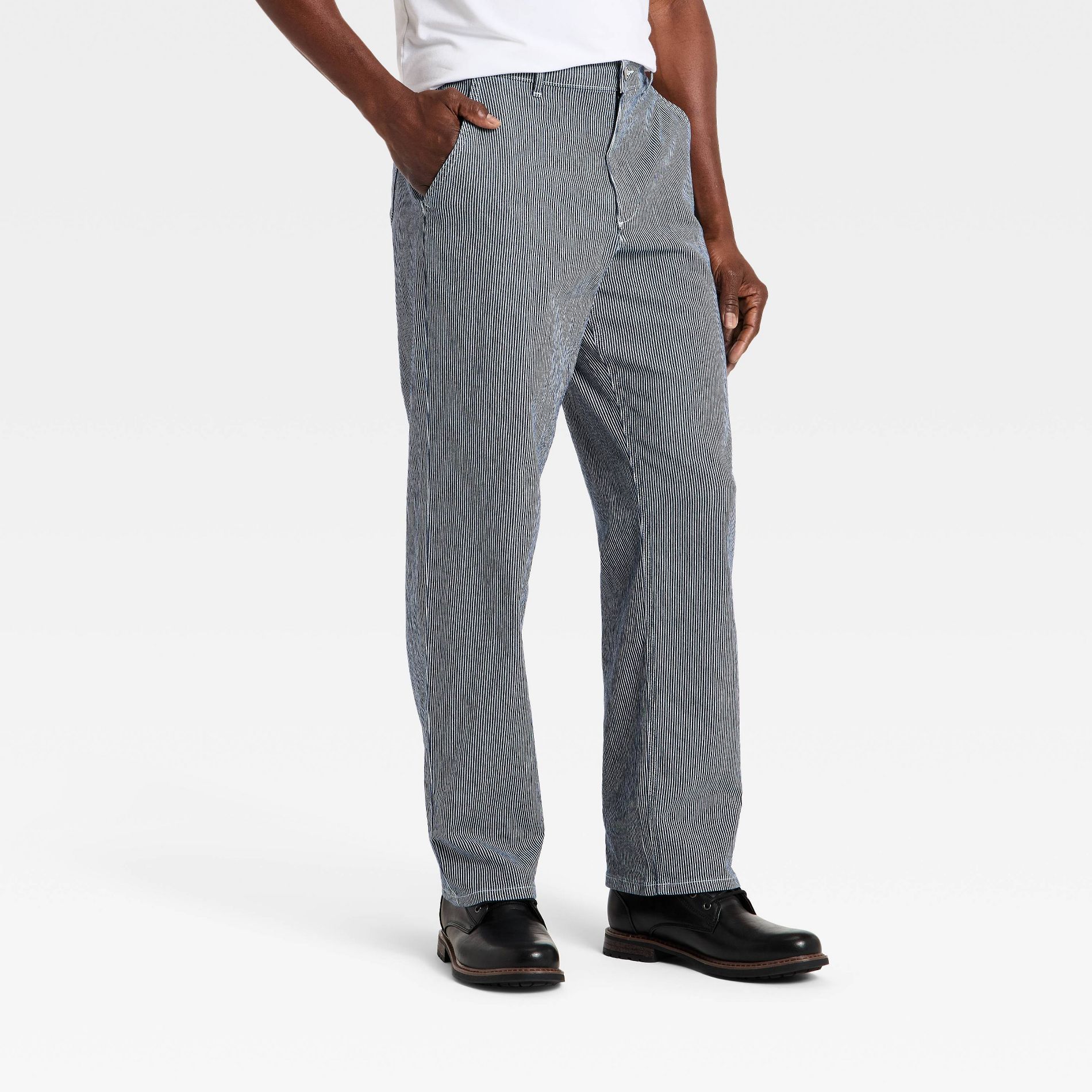 Men's Straight Fit Striped Pants - Goodfellow & Co™ Gray