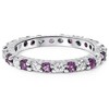 Pompeii3 1 1/2ct Diamond & Amethyst Eternity Stackable Ring 14K White Gold - 3 of 4