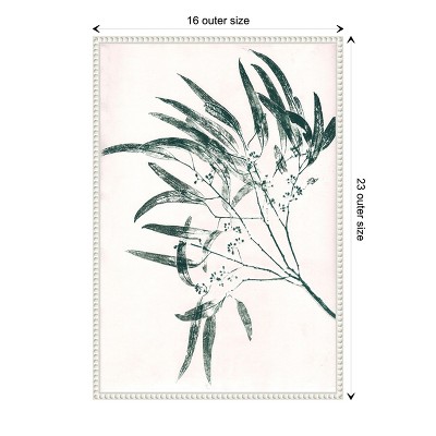 Eucalyptus Green Graphic Art on Canvas with White Frame
