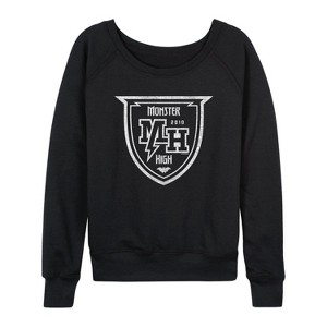 Women's - Monster High - Monster High Crest Lightweight French Terry Wide Neck Long Sleeve Shirt - 1 of 4