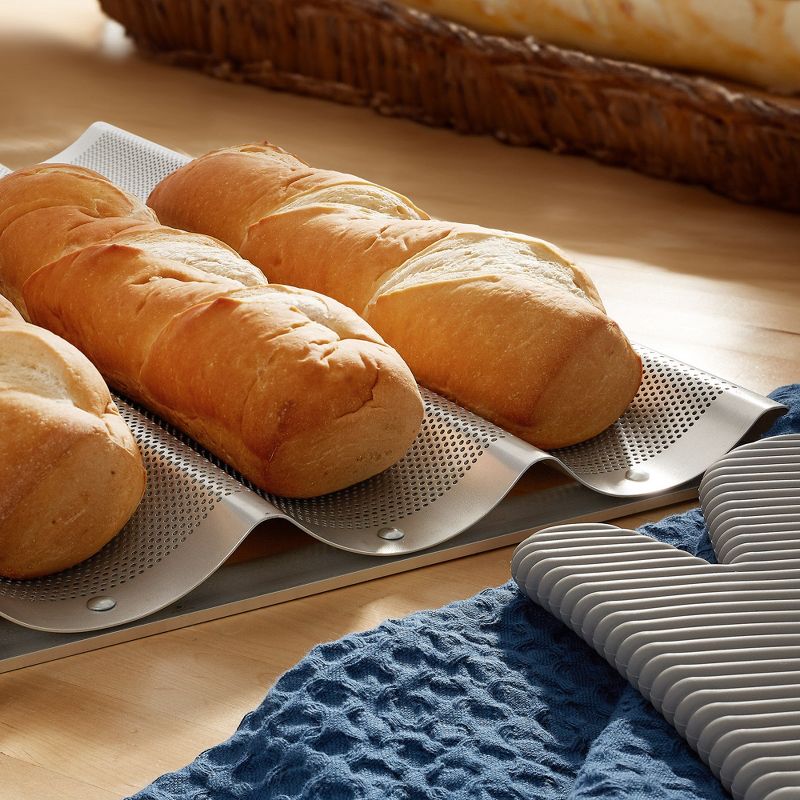 GRIDMANN 18" x 26" Commercial Aluminum Baguette Pan, Perforated French Bread Loaf Baking Pan, 2 of 8