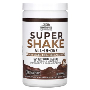 Country Farms All-in-One Super Shake Meal Replacement Dietary Supplement with Superfoods, Vitamins, Probiotics and Prebiotics, 12 Servings, Chocolate, - 1 of 4
