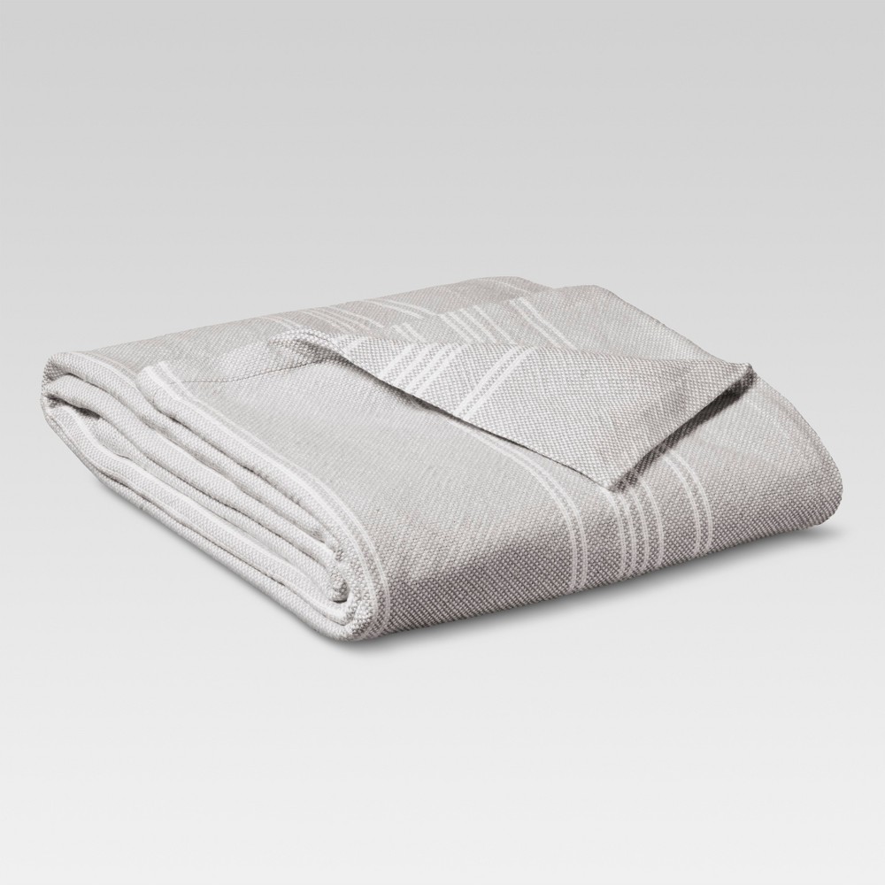 Twin Yarn Dye Stripe Ringspun Cotton Bed Blanket Gray - Threshold was $29.99 now $20.99 (30.0% off)