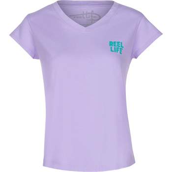 Reel Life Women's Ocean Washed Happiness Comes In Waves V-Neck T-Shirt- Lavender