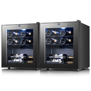 Ca'lefort Wine Cooler Refrigerator, Mini Wine Fridge Freestanding for Home Bar with Glass Door, 24 Bottle,2 Pack - 1 of 4