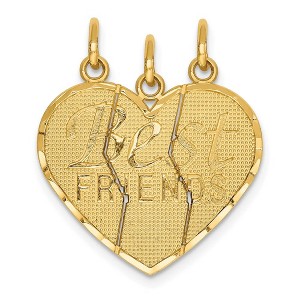 Black Bow Jewelry 14k Yellow Gold Best Friends Heart Set of 3 Charm or Pendants, 21mm - 1 of 4