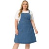 Agnes Orinda Women's Plus Size Overall Dress Button Adjustable Strap Denim Suspender Dresses - 3 of 4