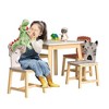 KWPZQEB 5 Piece Kiddy Table and Chair Set , Kids Wood Table with 4 Chairs Set Cartoon Animals for Classroom, Daycare, Home, White (3-8 years old) - 2 of 4
