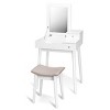 Tangkula Vanity 2 Drawers Dressing Table Set Flip-type Desktop with Mirror Stool White - 4 of 4
