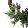 Northlight Plaid Bow and Winter Foliage Artificial Christmas Twig Wreath - 23-inch, Unlit - 3 of 4
