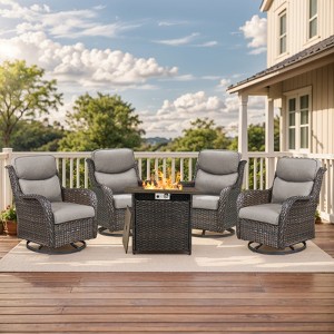 Gymojoy  Outdoor 5 Inch Gliders Chairs with Fire Pit Table Patio Funiture - 1 of 4