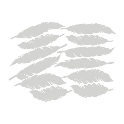 Unique Bargains Removable Feather Shape PVC Material Wall Stickers 5.31" x 1.46" 12 Pcs